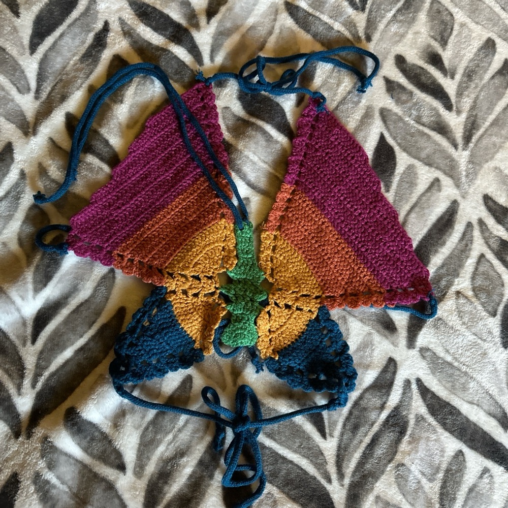 Knit rainbow butterfly top!
